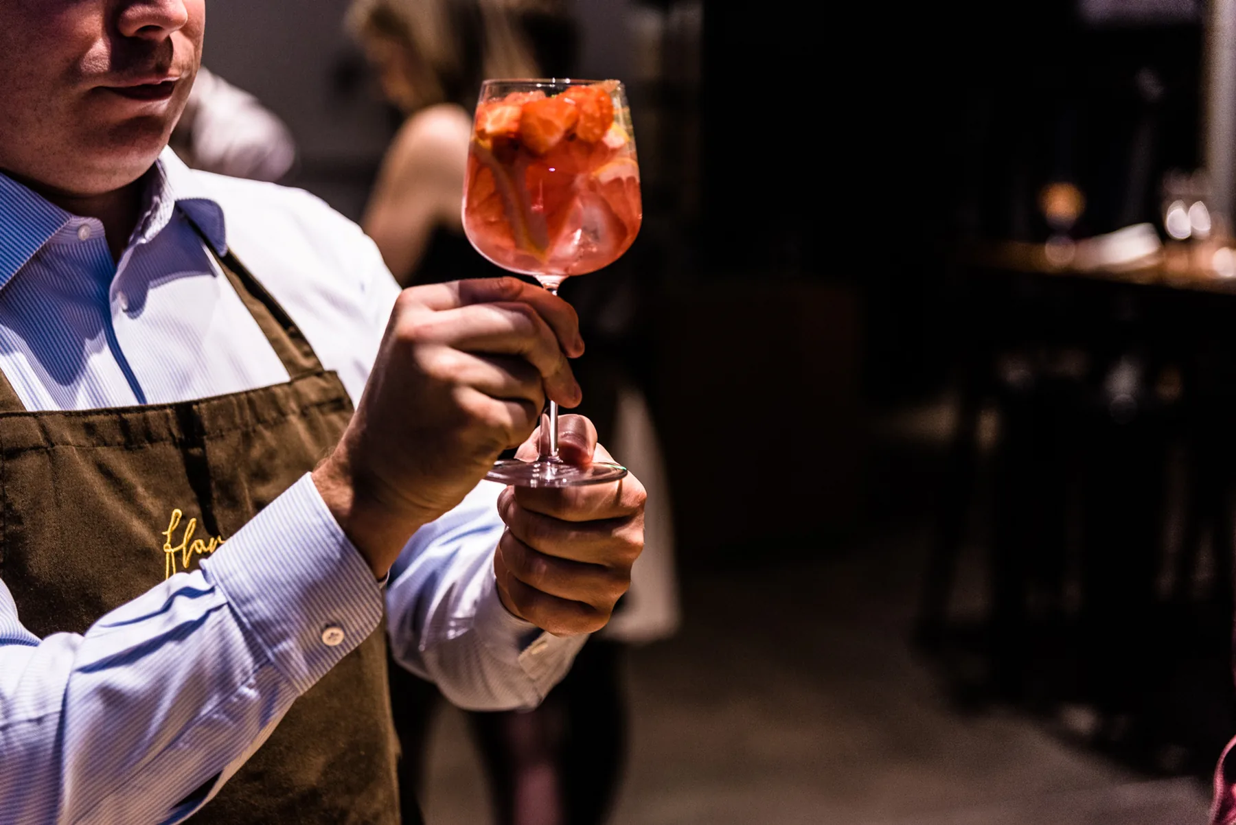 A drink in hand at the Studio bar.